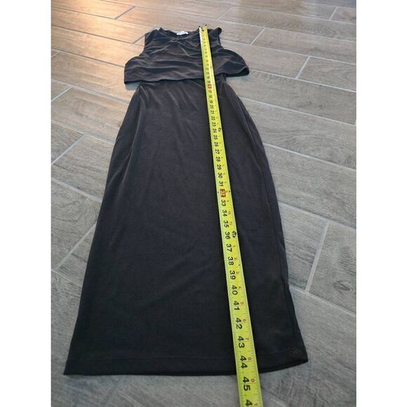 A'Gaci Ribbed Black Midi Dress Size Large Medium - Picture 2 of 9